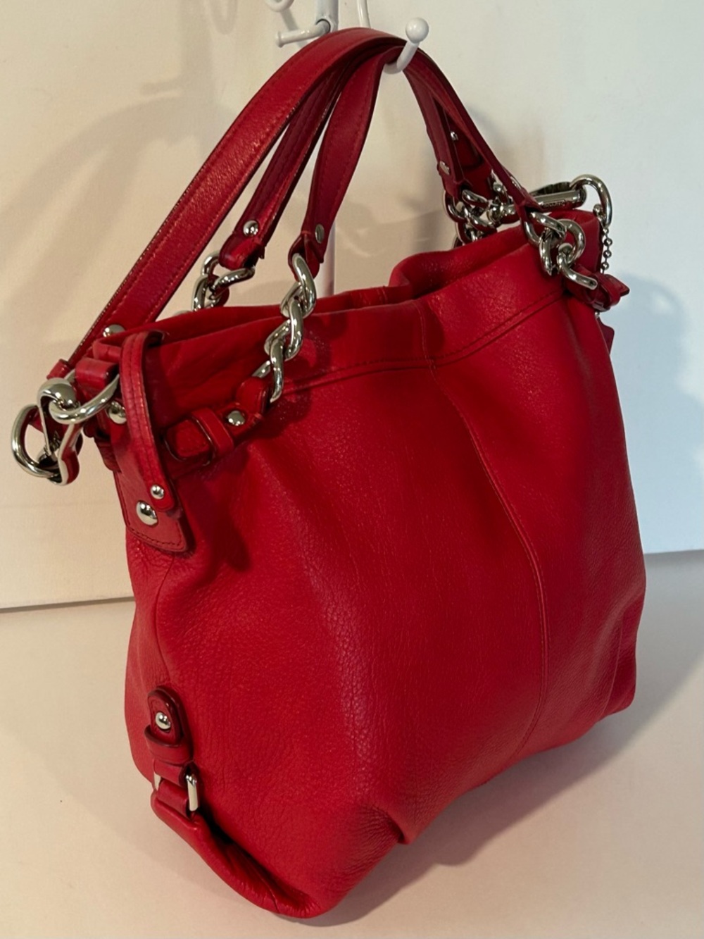 Coach Red Leather Shoulder Bag Silver Hardware Classic tote - Picture 5 of 15